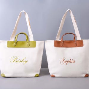 Benutzerdefinierte LOGO Brautjungfer Einkaufstasche, personalisierte Canvas Einkaufstasche, gestickte Strandhandtaschen, Bachelorette Geschenk, Schultasche mit Namen, Geschenk für Sie
