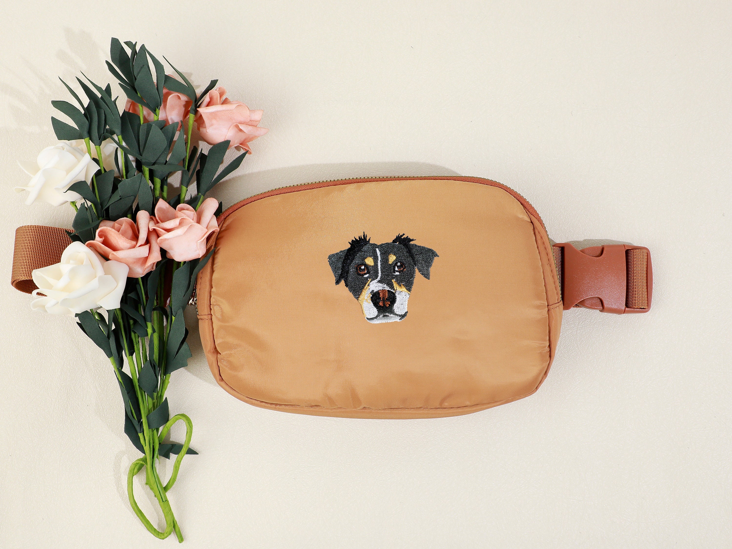 Custom Embroidered Pet Portrait Belt Bag | Personalized Dog & Cat Gift | Pet Lover Fanny Pack | Dog Mom & Cat Mom Gift | Custom Pet Embroidery