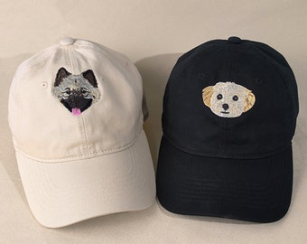 Design Your Pet Dog Photo Hat, Personalized Baseball Cap, Custom Embroidered Hat, Cat Mom Hat, Drawn Art from Your Dog Photo, Dog Dad Gifts