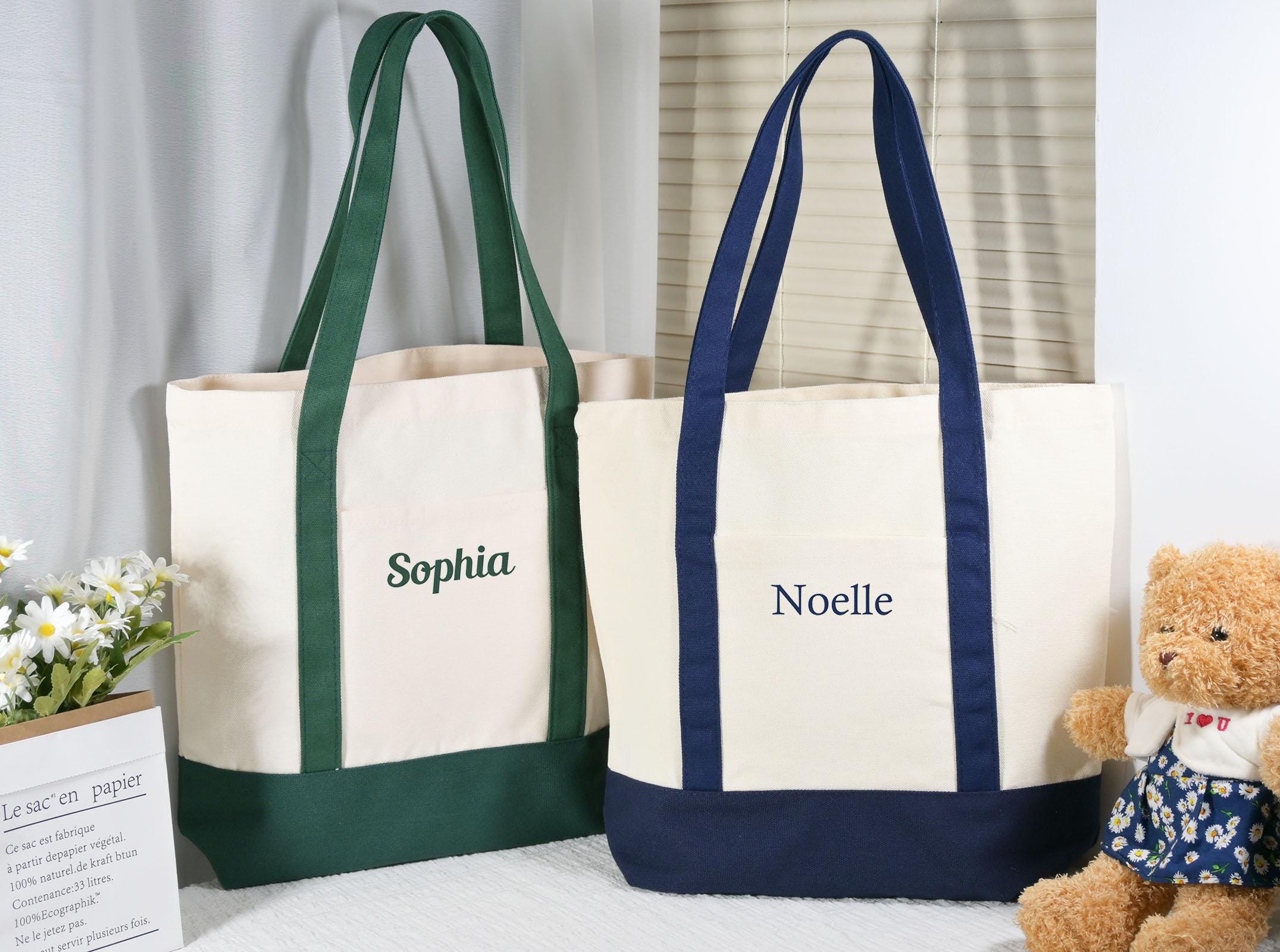 刺繍入りキャンバストートバッグ - パーソナライズされたイニシャル 