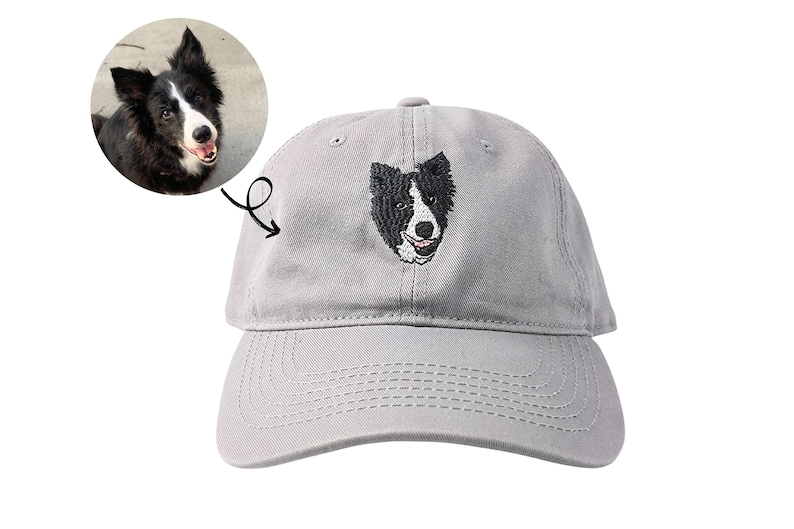 Chapeau brodé personnalisé avec photo d'animal de compagnie Chapeau de chien personnalisé Chapeau de chat personnalisé Casquette d'animal de compagnie personnalisée Chapeau de chien Casquette de baseball de chien personnalisée Chapeau de maman de chien image 1