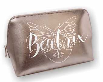 Cosmetic bag personalized with name, Linear Butterfly (2)