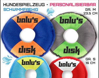 Personalisiertes Hundespielzeug Trainingsspielzeug Wasserspielzeug personalisiert für Hunde - RETTUNGSRING - mit Quietsche