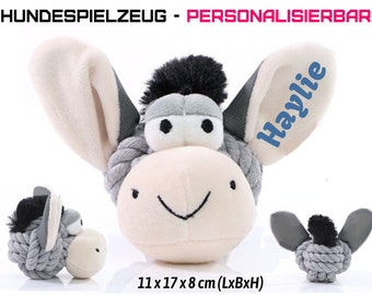 Personalisiertes Hundespielzeug Knotentier  ESEL  - personalisiert mit Namen o.ä. - Geschenk - Hund - Welpe - Aufdruck - Print