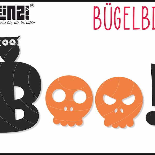 Bügelbild - Halloween BOO - für Shirts, Hoodies, Deko, Kissen, Beutel etc.