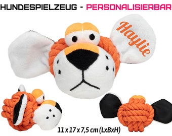 Personalized dog toy knot animal TIGER - personalized with name or similar - gift - dog - puppy - imprint - print