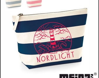 Kosmetiktasche personalisiert maritim gestreift, "NORDLICHT"