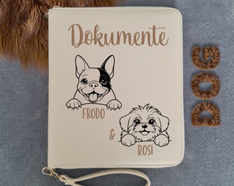 Personalized dog document folder, benefits folder, pet ID cover, benefits book, organizer for dogs