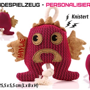 Personalized dog toy MONSTER with knot and loop with crackling function - personalized with name or similar - dog