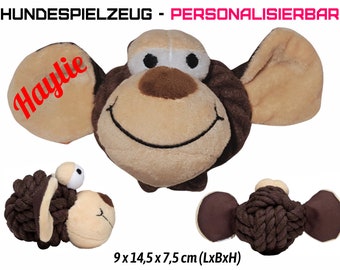 Dog toy personalized with name - knot toy - monkey