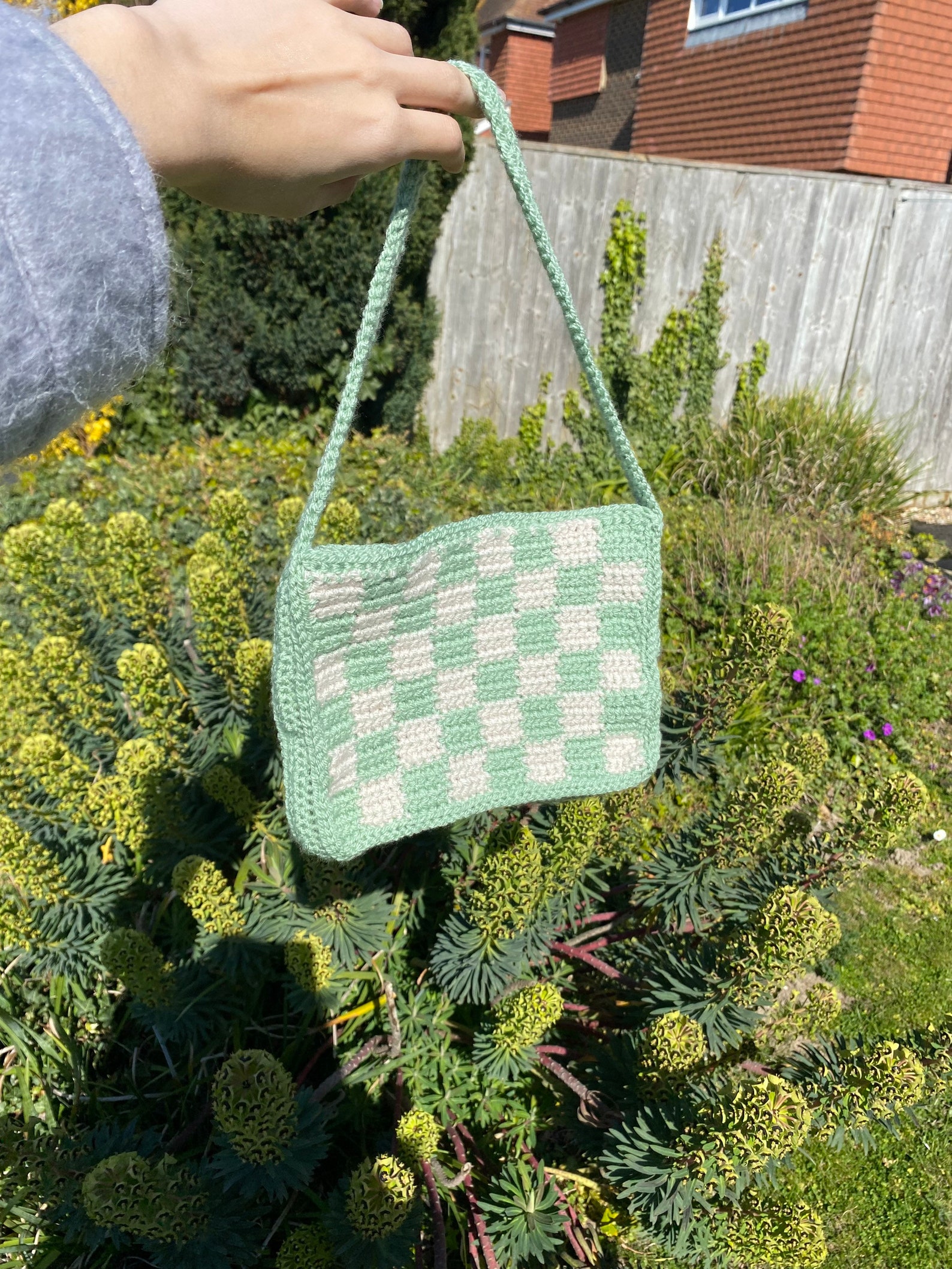 Crochet Checkerboard Shoulder Bag Etsy UK
