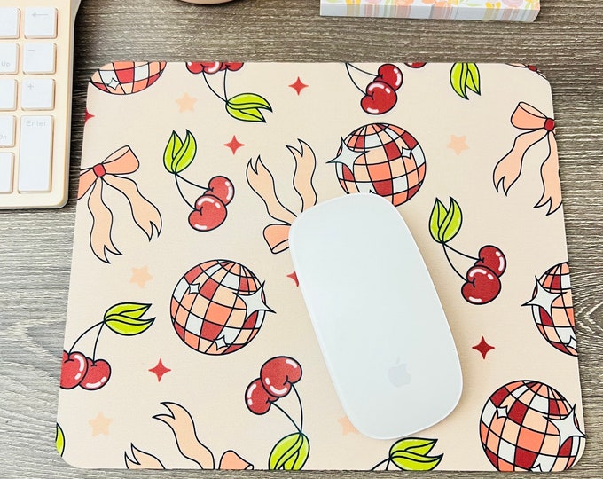 Disco Cherry Mouse Pad, Mouse Pad, Cherry Mouse Pad, Mouse Pad Desk, Desk Accessories