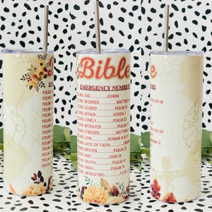 Bible Emergency Contact Tumbler, 20 Oz Skinny Tumblers, Skinny Tumblers, Coffee Tumblers, Stainless Steel Tumbler, Religious Tumbler