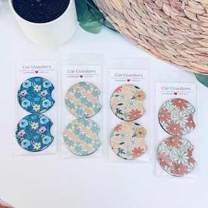 Car Coasters, Car Coaster, Spring Coaster, Flower Coasters, Floral Coasters, Car Accessories