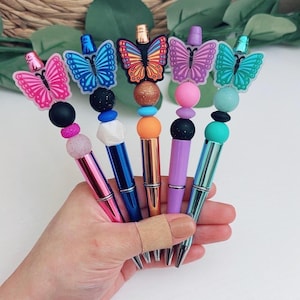 Butterfly Silicone Beaded Pens, Beaded Pens, Silicone Beaded Pen, Butterfly Pen