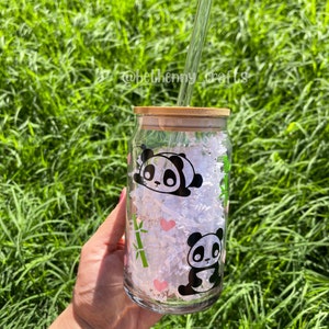 Panda Can Glass, Panda Glass Cup, Can Glass, Panda Cup, Ice Coffee Can, Cute Cup, Gift Ideas, Panda Lover