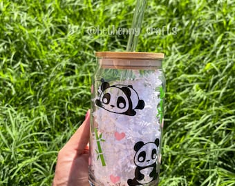 Panda Can Glass, Panda Glass Cup, Can Glass, Panda Cup, Ice Coffee Can, Cute Cup, Gift Ideas, Panda Lover
