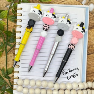 Cow Pens | Silicone Beaded Pens | Silicone Beads | Cows | Beaded Pens | Pens