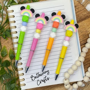 Beaded Pen | Silicone Beaded Pen | Pen | Mouse Beaded Pen | Rainbow Beaded Pen | Rainbow Pen | Cute Pen | Gift Pens