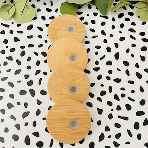 Bamboo Lid, Lids, Glass Beer Can Lid, Bamboo Lid With Straw Hole