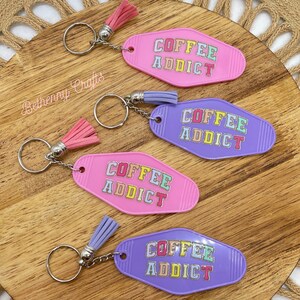 Motel Keychains | Retro Motel Keychains | Keychains | Acrylic Keychains | Coffee Addict Keychain