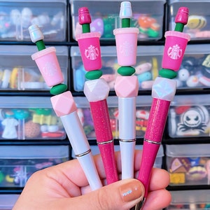 Beaded Pen, Ballpoint Pen, Iced Coffee Silicone Beads, Cup Focal Beads, Coffee Silicone Beads, Coffee Pen, Gift Ideas