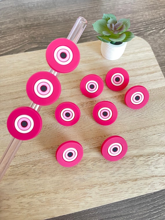 Pink Evil Eye Straw Topper Bulk Straw Toppers Bulk Straw Topper