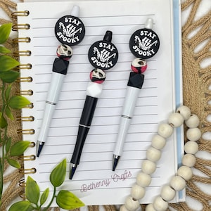 Silicone Beaded Pen | Beaded Pens | Pens | Stay Spooky Beaded Pen | Pens | Spooky Pen |