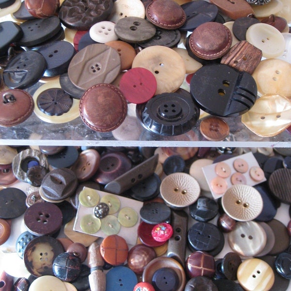 verzameling vintage knopen, lot van circa 450 stuks in diverse maten en materialen