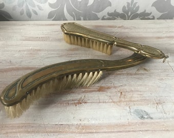 Vintage antique table sweeper, brass brush