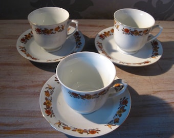 Vintage cup and saucer, floral decoration, made in China