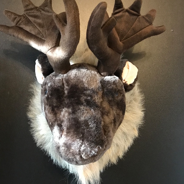 Grande tête de renne, peluche renne décoration de Noël