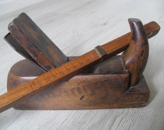 Antique Handmade Wood Planer and Folding Rule