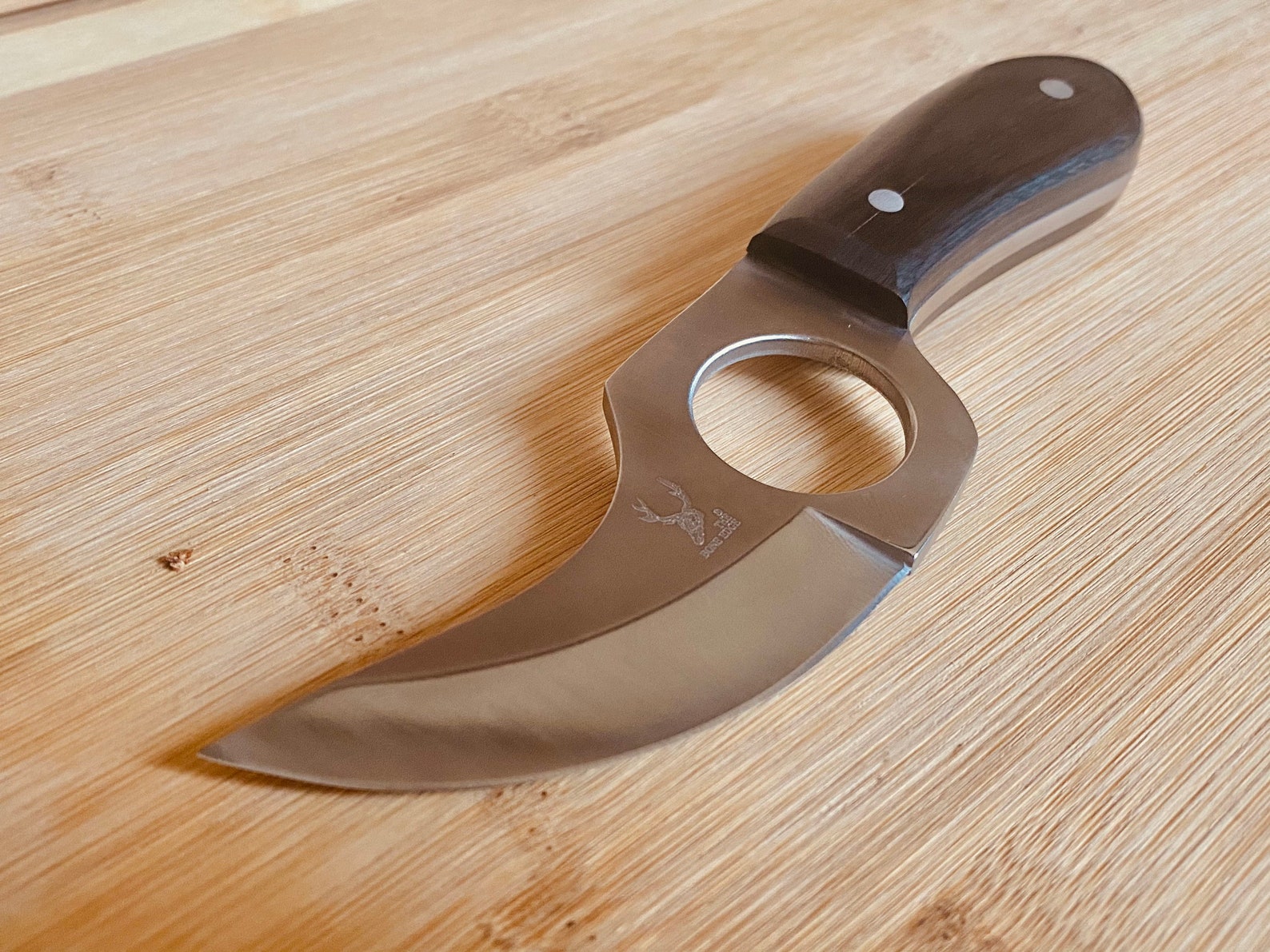 Hunting Knife with Finger Hole Etsy