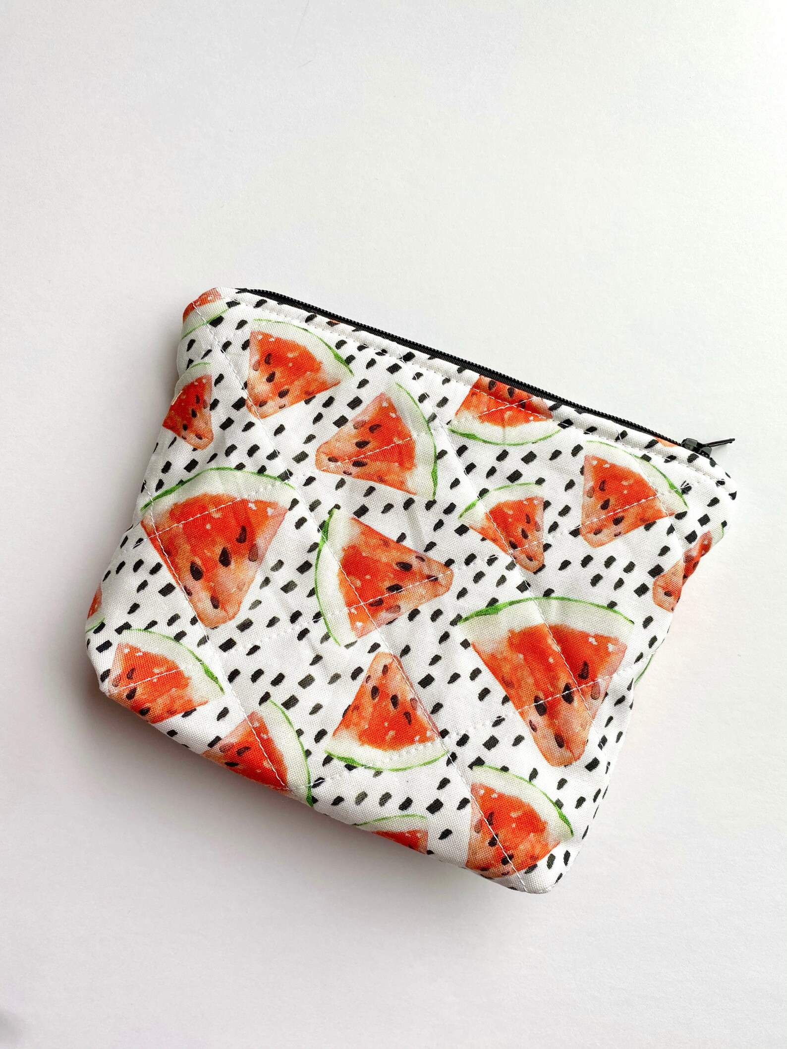Watermelon Print Boxy Makeup Bag Quilted Bag Stand up Etsy