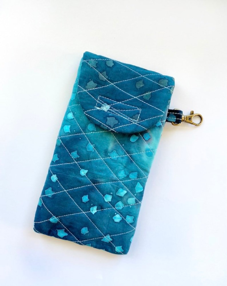 Medical Alert Keychain Blue Epi Pen Storage Bag Carrier Insulated Allergy Injector Pouch Tie Dye Batik Cotton Fabric
