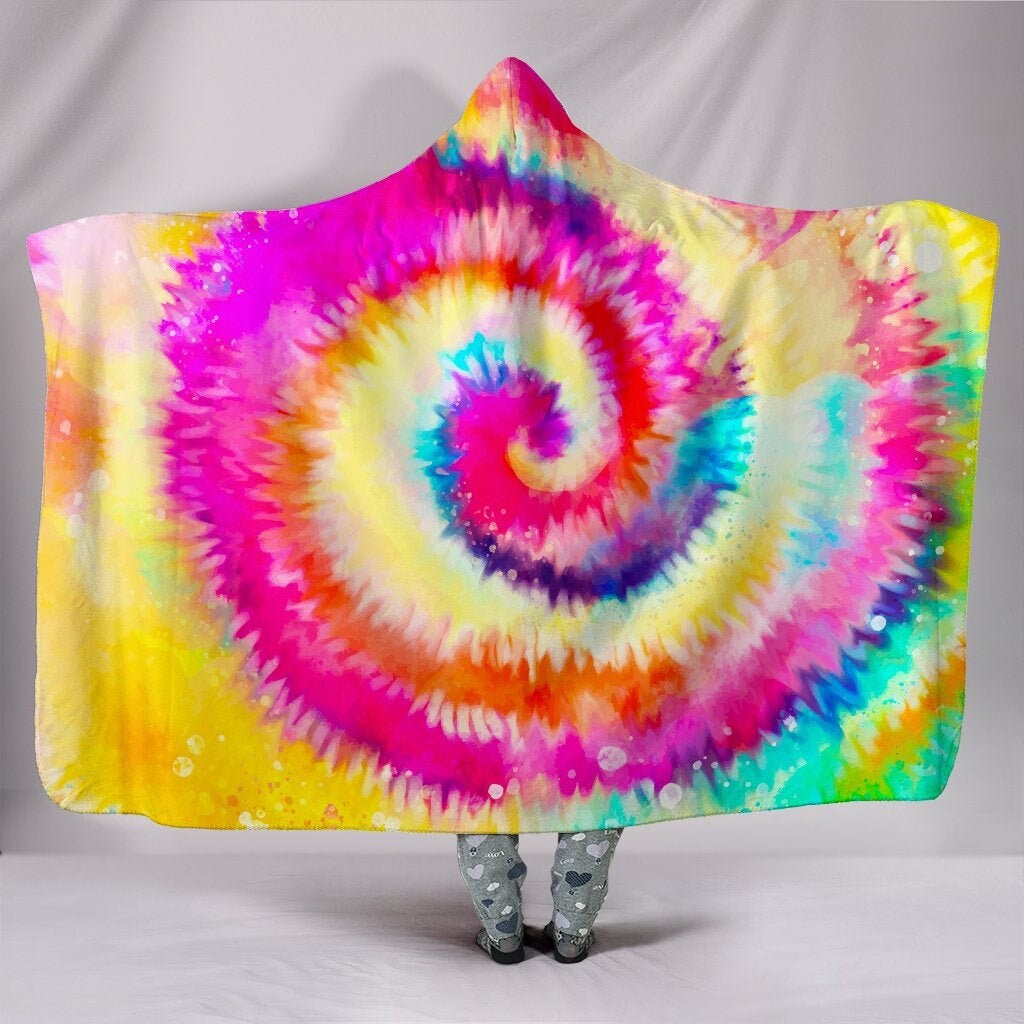 Tie Dye Swirl Hooded Blanket Fleece Fabric Etsy