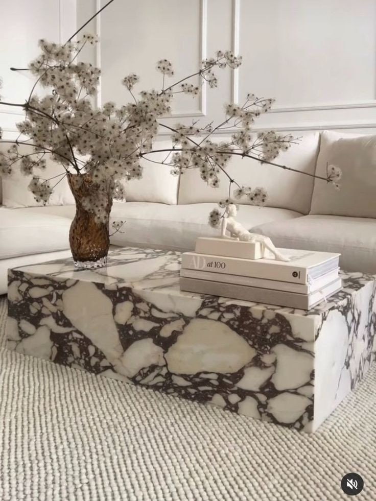 Calacatta Viola Marble Plinth Coffee Table , Marble Coffee Table