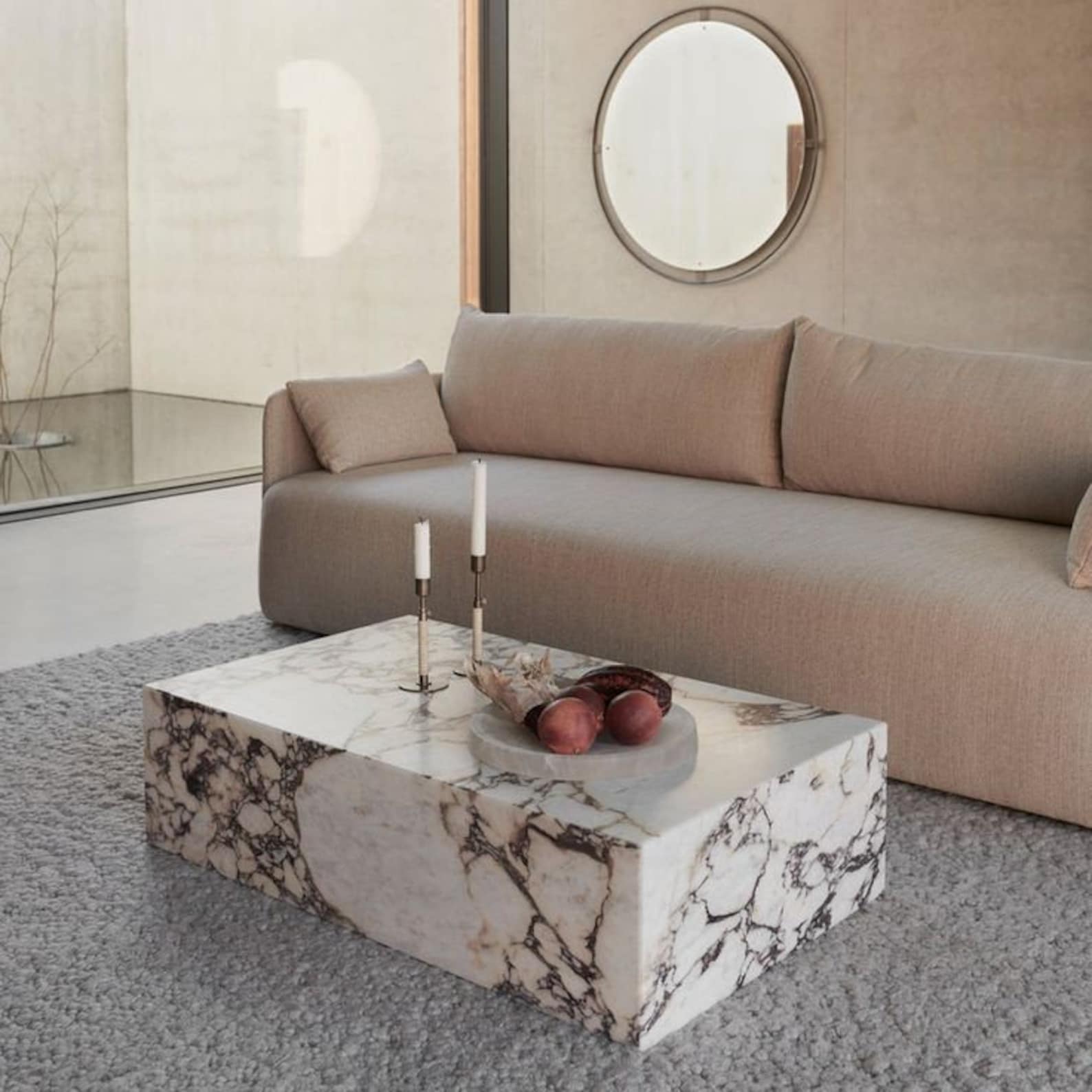 Calacatta Viola Marble Plinth Coffee Table , Marble Coffee Table