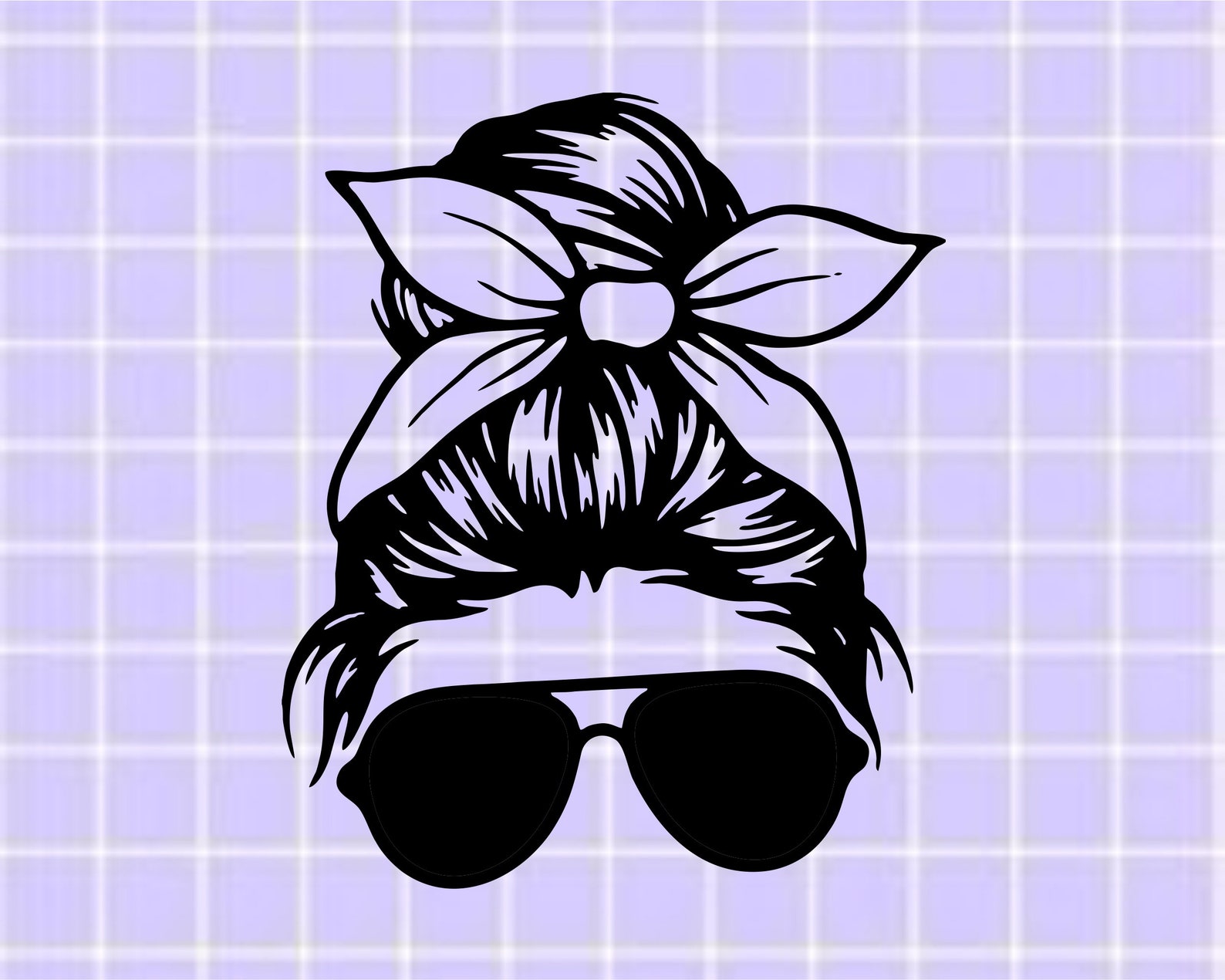 Messy Bun Svg Messy Bun Bandana Svg Mom With Bandana And Glasses Svg ...