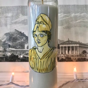 Athena deity candle