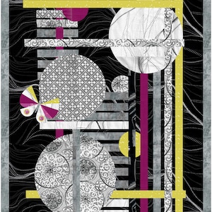 Mitternachtsflug-Abstraktes Kunst-Quiltmuster 24&quot; x 34&quot;