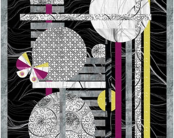 Midnight flight abstract art quilt pattern 24" x 34"