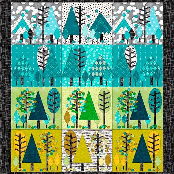 Modello per trapunta artistica 4 stagioni, applicazione, 2 misure incluse