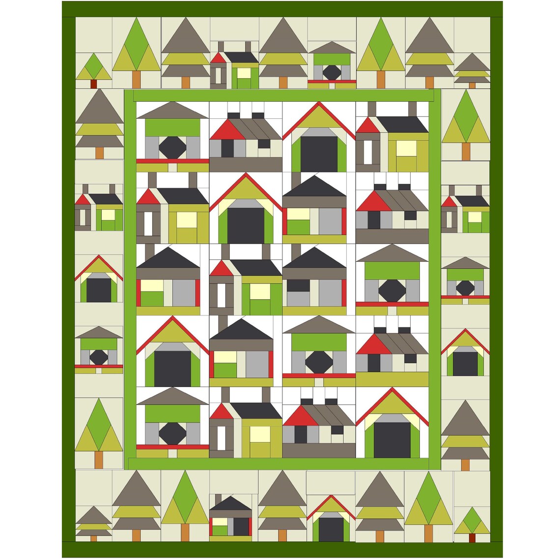 Village Quilt Village Pattern Modern Quilt Pattern Houses Etsy