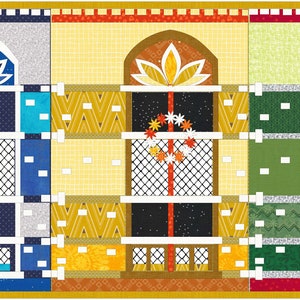 Urban windows art quilt pattern, 20&quot; x 42&quot;