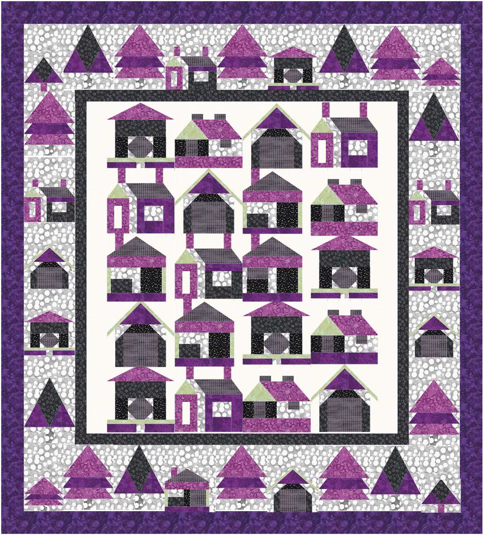 Village Quilt Village Pattern Modern Quilt Pattern Houses Etsy