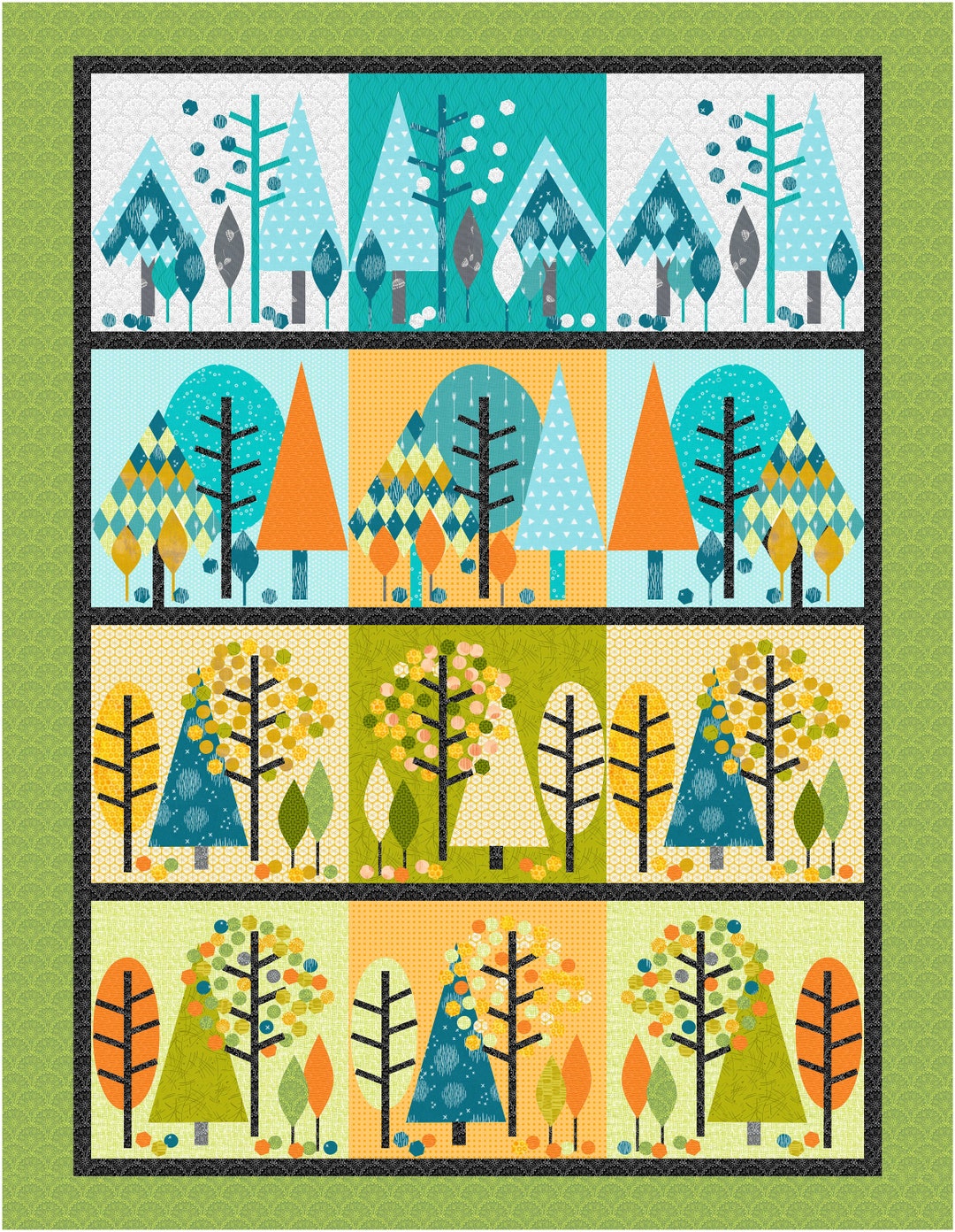 4 Seasons Large Quilt, 54 X 69, Scandinavian Design, Nordic, Modern ...