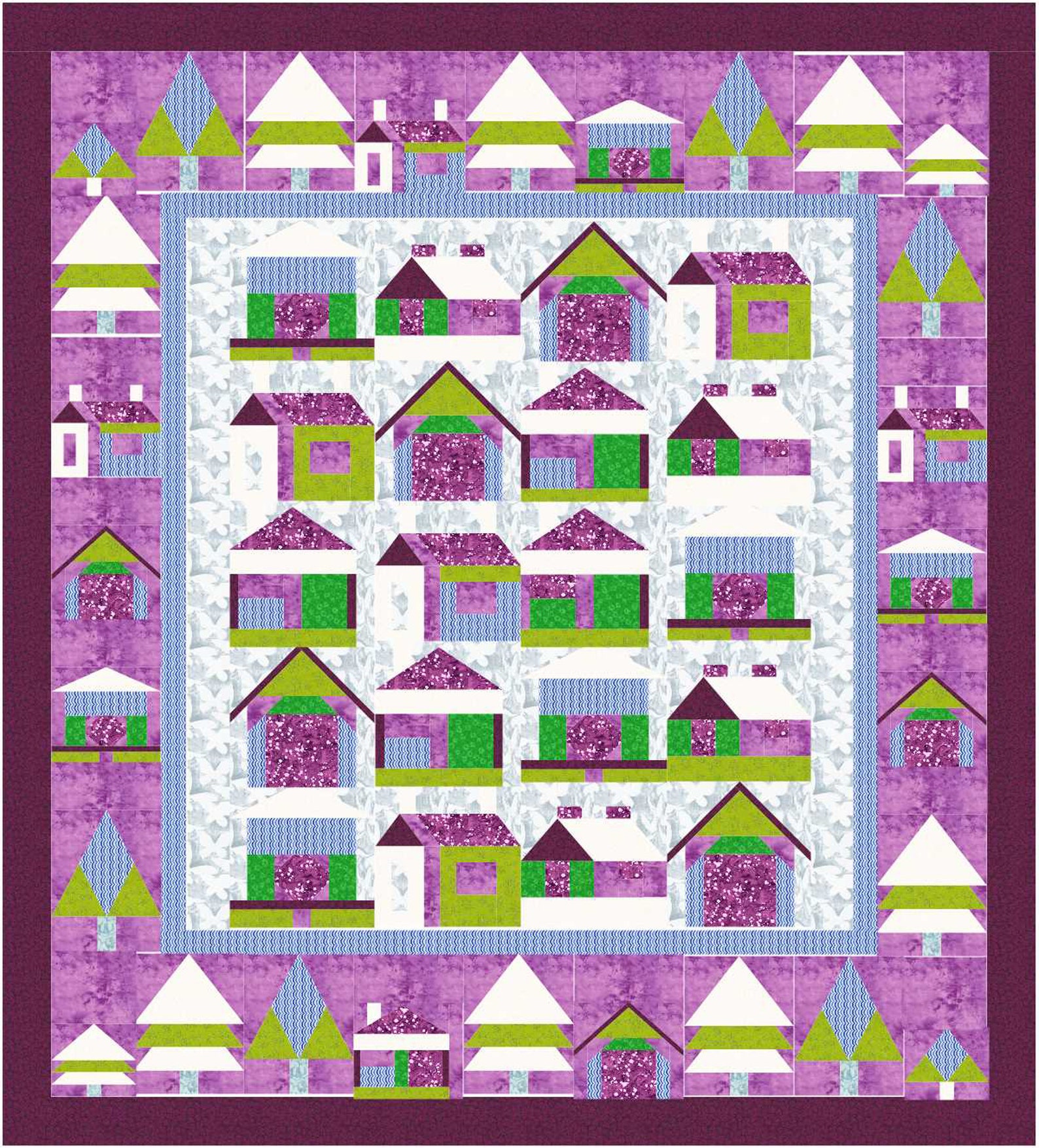 Village Quilt Village Pattern Modern Quilt Pattern Houses Etsy