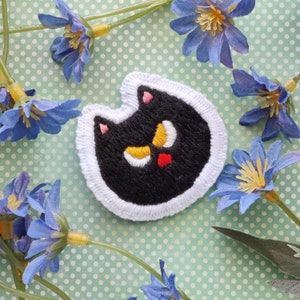 Handmade Sew On Black cat patch